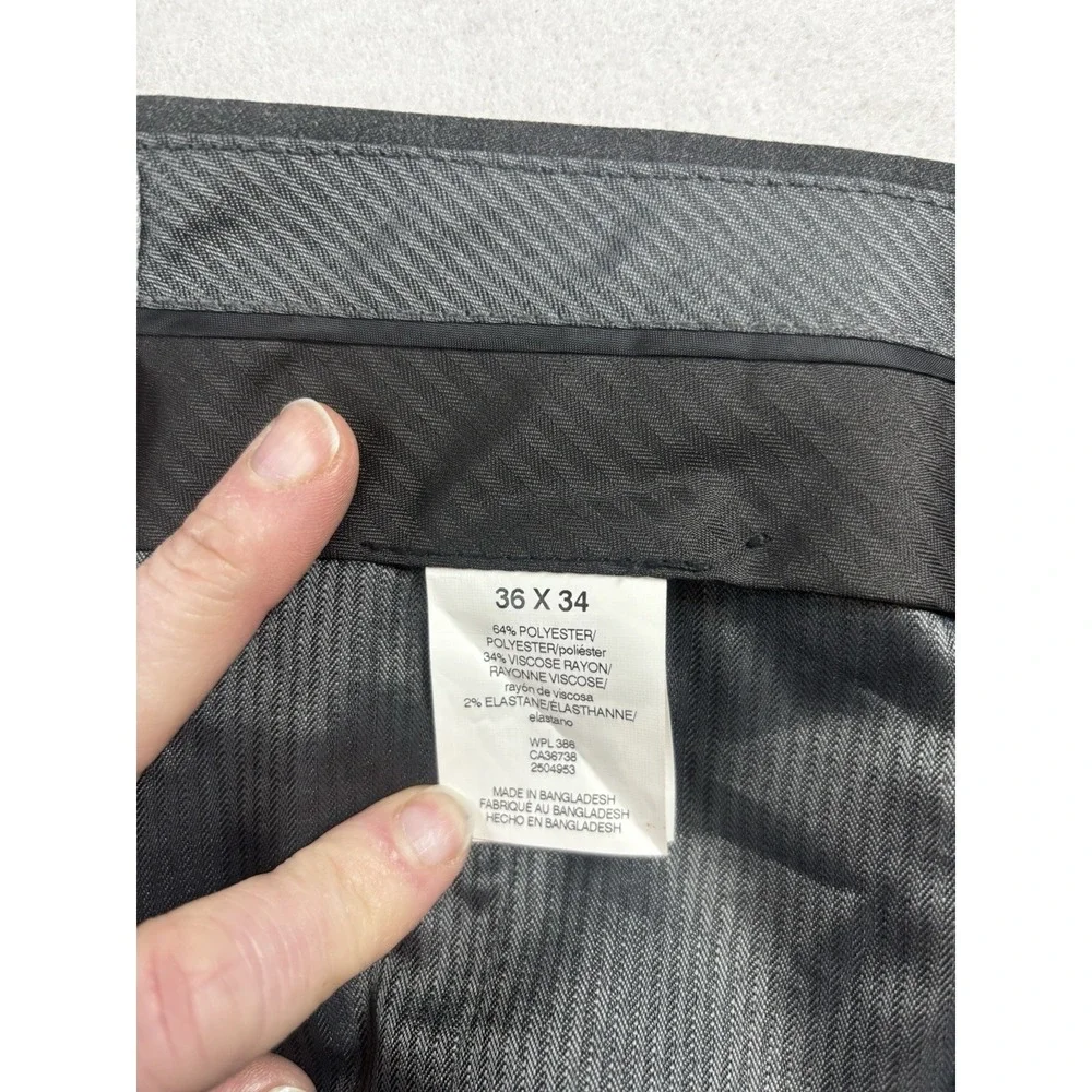 Kenneth Cole Reaction Dress Pants Mens 36x33 Charcoal Gray Straight‎ Leg Slacks